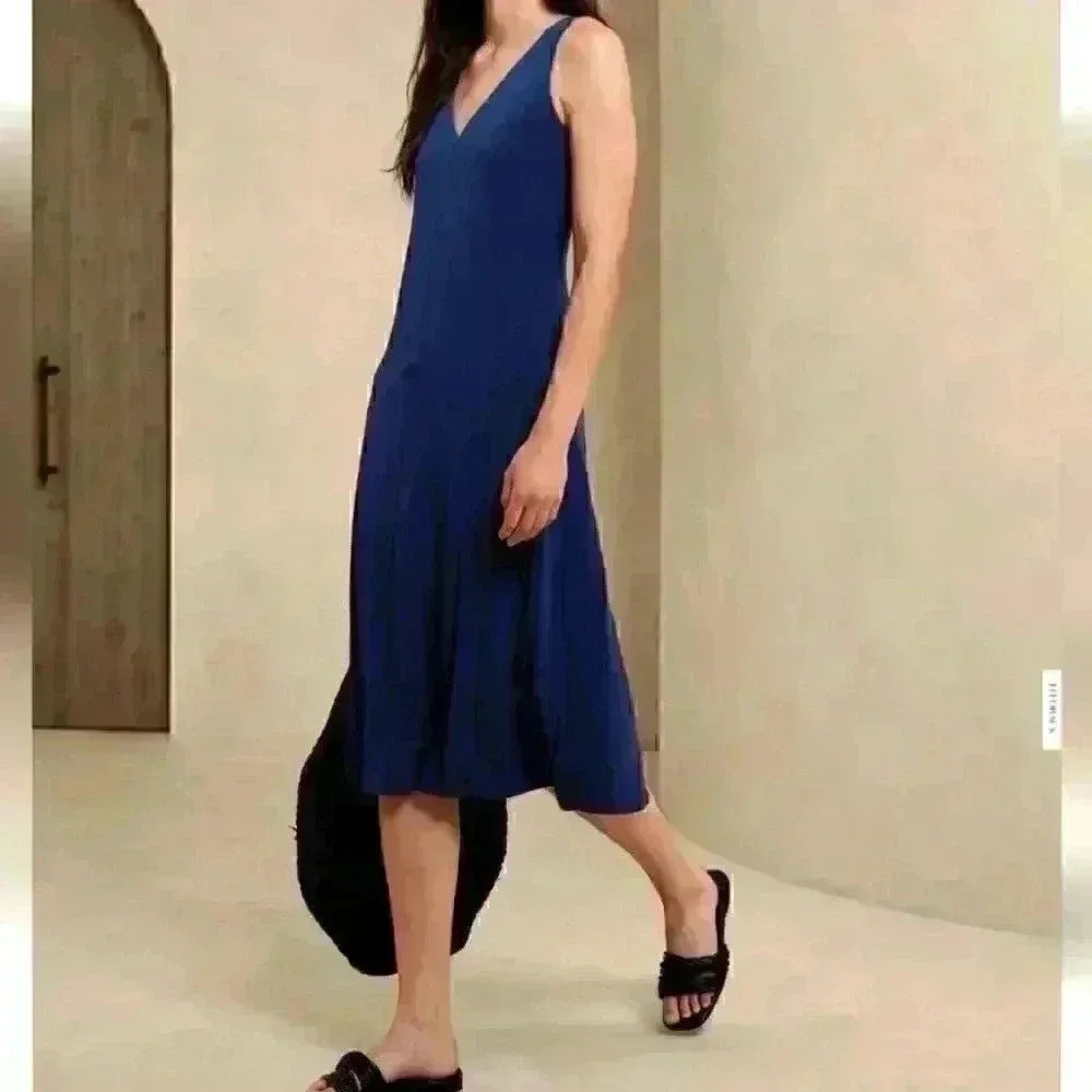 BANANA REPUBLIC SLEEVELESS DROP-WAIST MIDI DRESS
